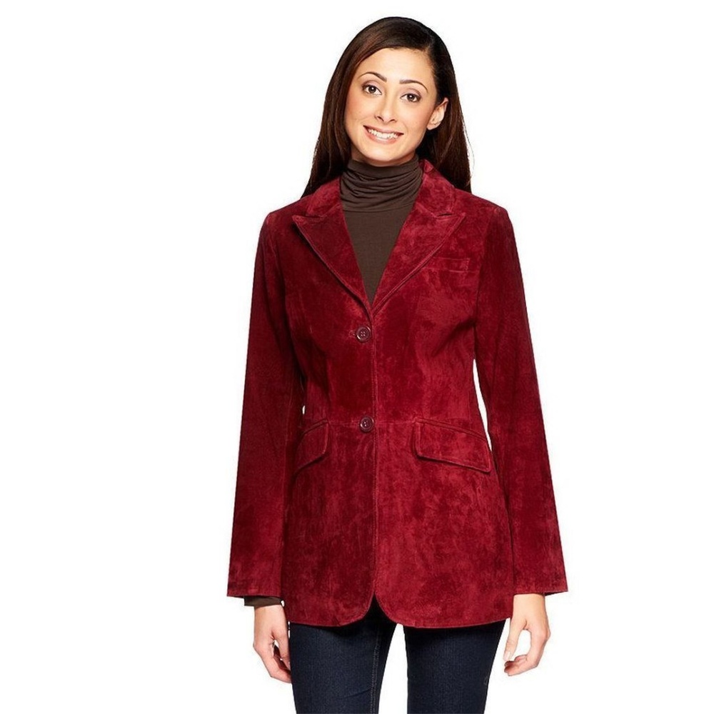 NEW Dennis Basso Washable Suede Button Blazer